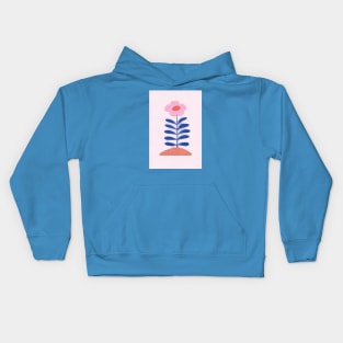 Pink flower blue petals Kids Hoodie